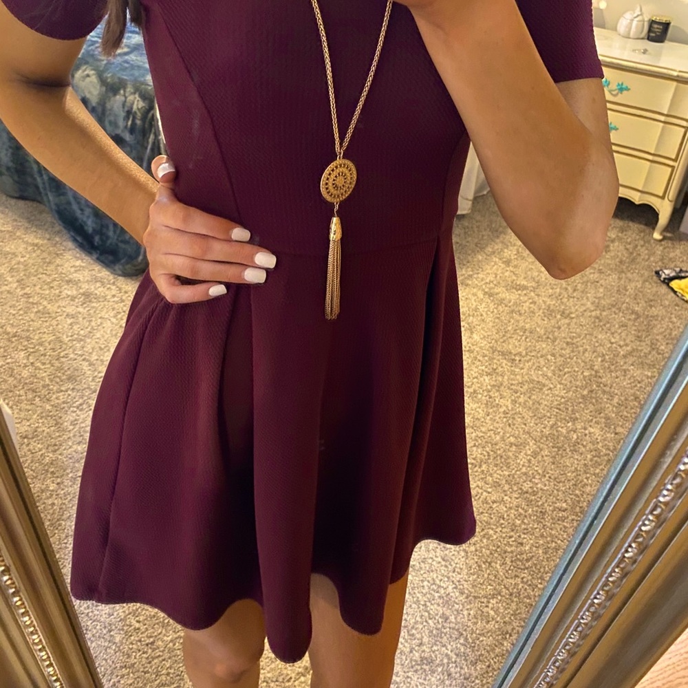 SOLD Lush Maroon Skater Dress